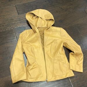 Vera Pelle made in Italy size 44 cognac color hooded jacket